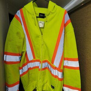 MENS XLT YELLOW REFLECTIVE SAFETY ZIP HOODIE BY KEY HEAVY COLD WEATHER VGC